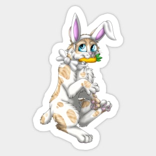 Bobtail BunnyCat: Cream Bicolor Tabby (White) Sticker